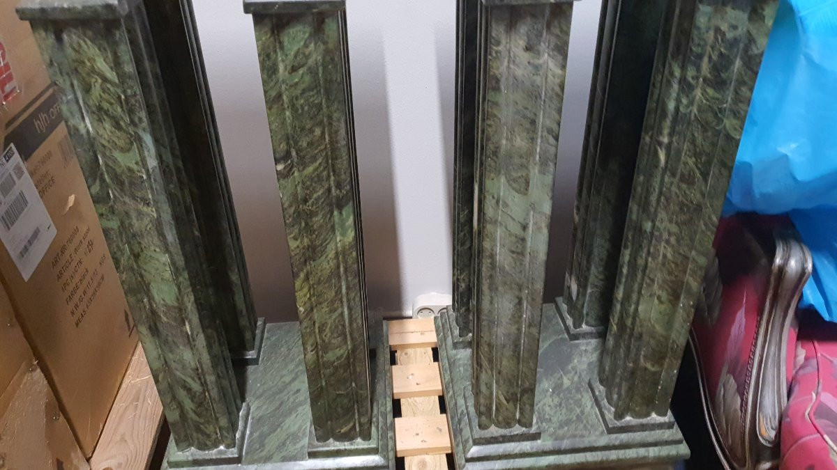 Empire Style Columns, Green Marble, Italy, 20th Century-photo-2