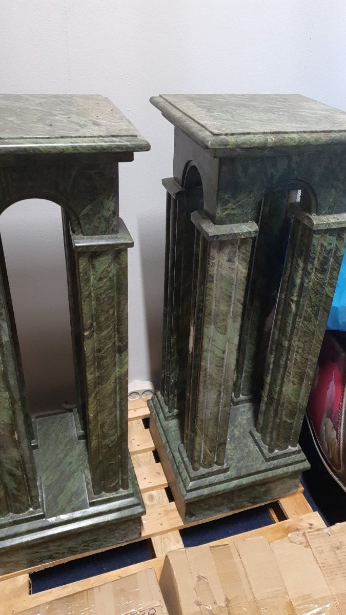 Empire Style Columns, Green Marble, Italy, 20th Century-photo-8