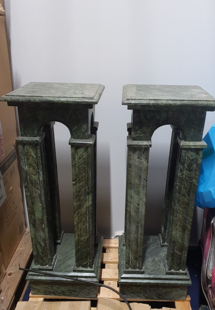 Empire Style Columns, Green Marble, Italy, 20th Century