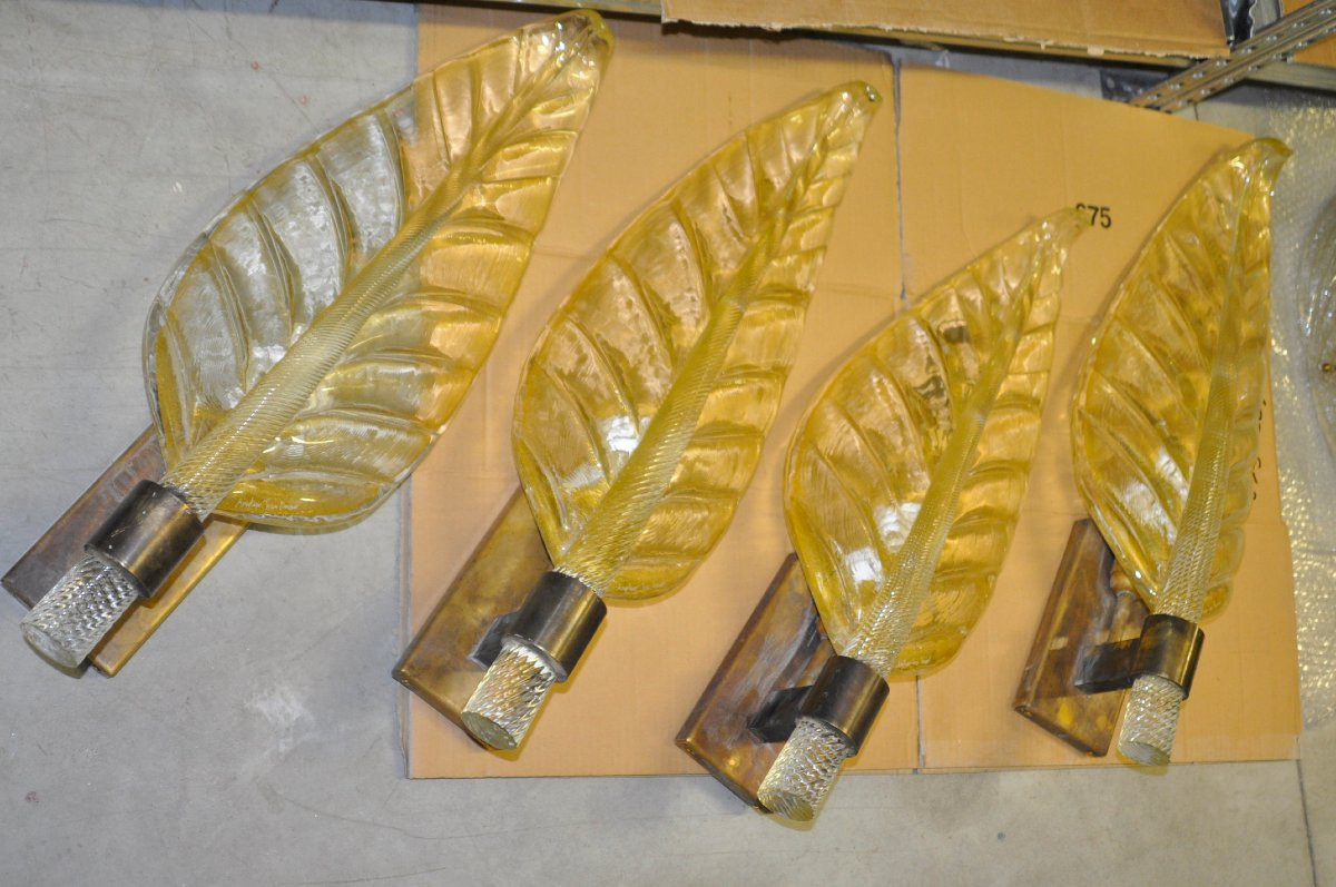 Paires d'appliques Feuilles Cristal Italie-photo-2