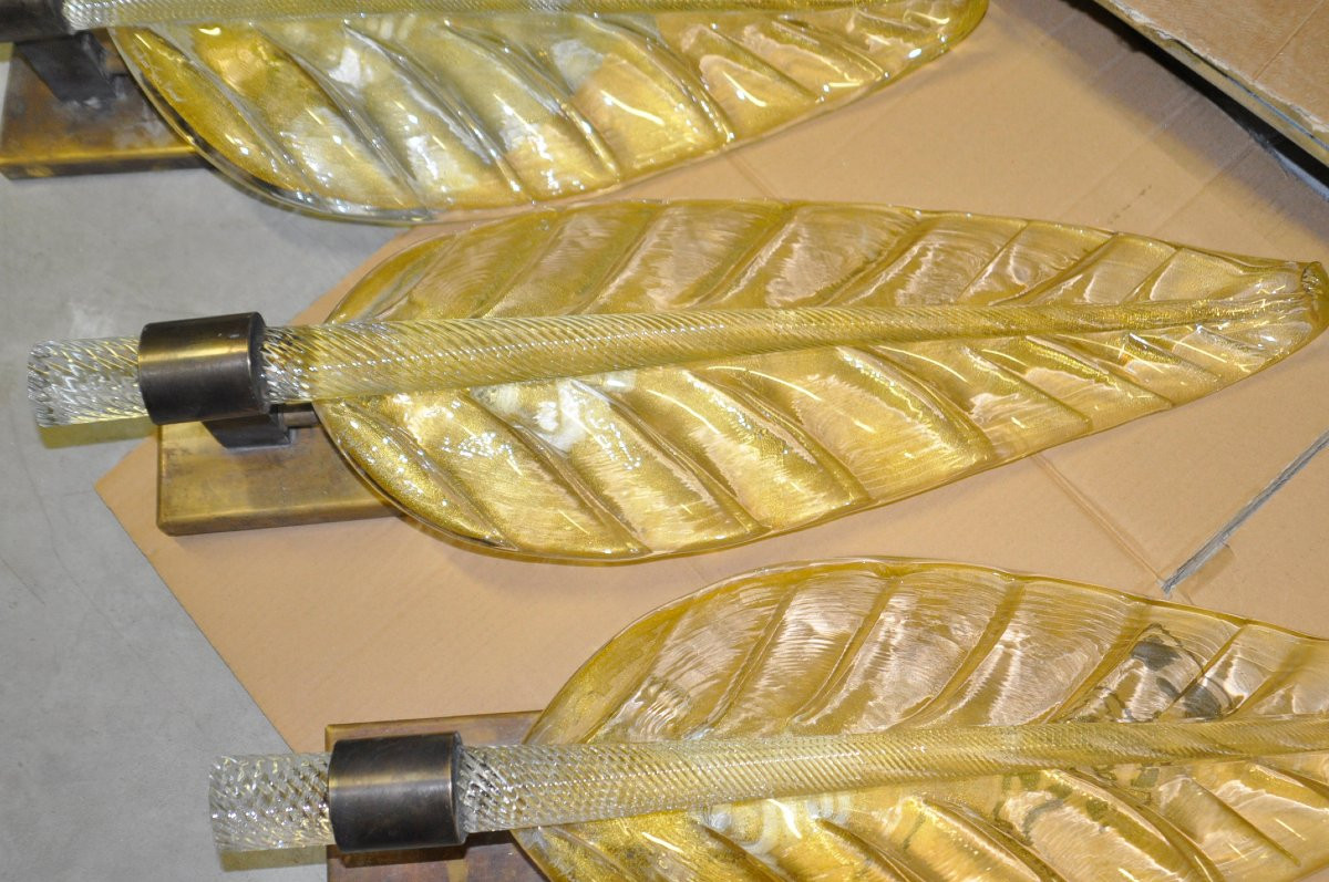 Paires d'appliques Feuilles Cristal Italie-photo-3