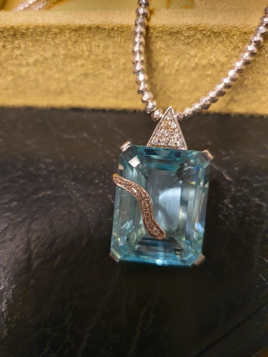 Pendentif Or Blanc Topaze -photo-3