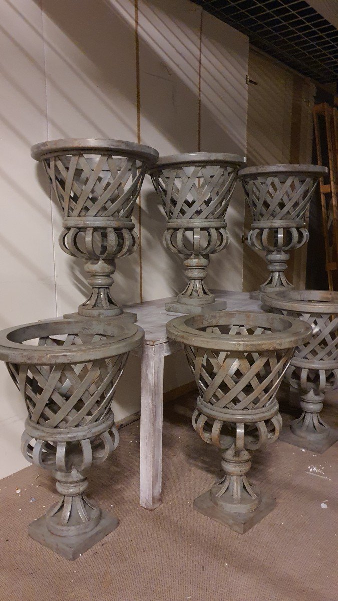 Paires de  Vase De   Medecis Italiens En Bois -photo-2