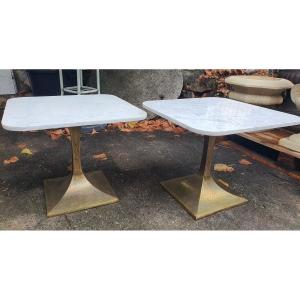 Bronze/marble Side Table Pairs