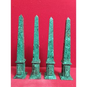  Obelisques En Malachite 4 Pieces