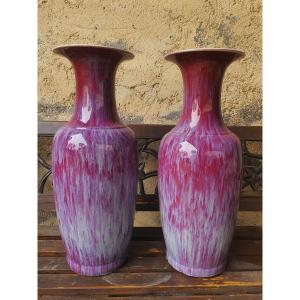 China Sang De Boeuf Red Ceramic 19th Pairs Of Tulip Vases