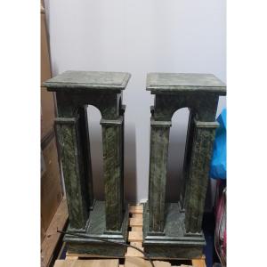 Colonnes de style Empire Marbre Vert Italie 20eme