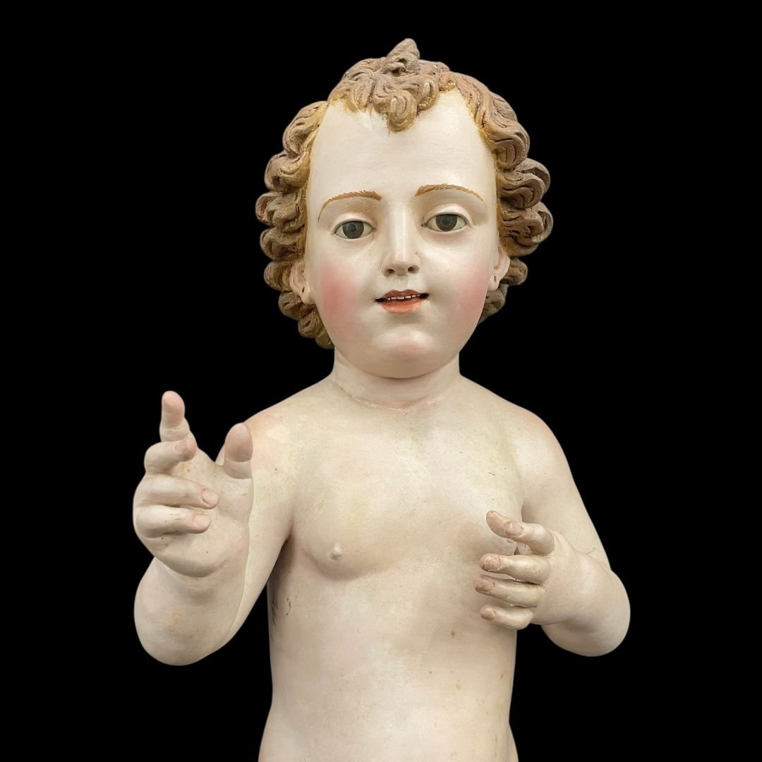 Neapolitan Baby Jesus, Carved From Wood And Polychromed. Naples, 18th Century-photo-2