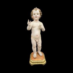 Enfant Jésus napolitain en bois sculpté et polychrome. Naples, XVIIIe siècle
