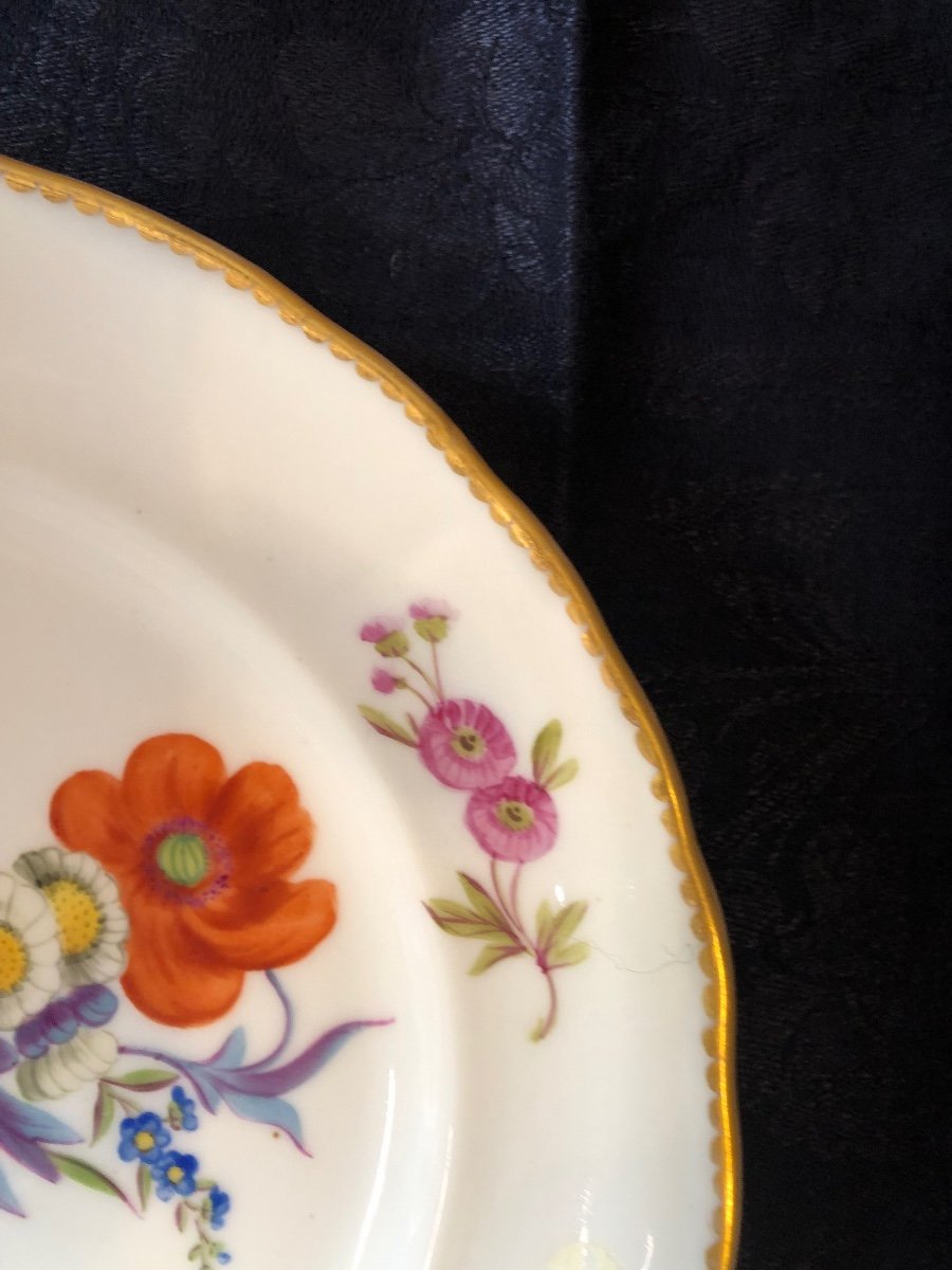 Series Of 4 Meissen Porcelain Plates. 18th Century.-photo-5