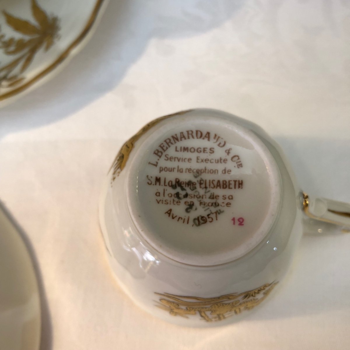 Partie de Service à Café,Limoges,Bernardaud,Elisabeth II1957-photo-3