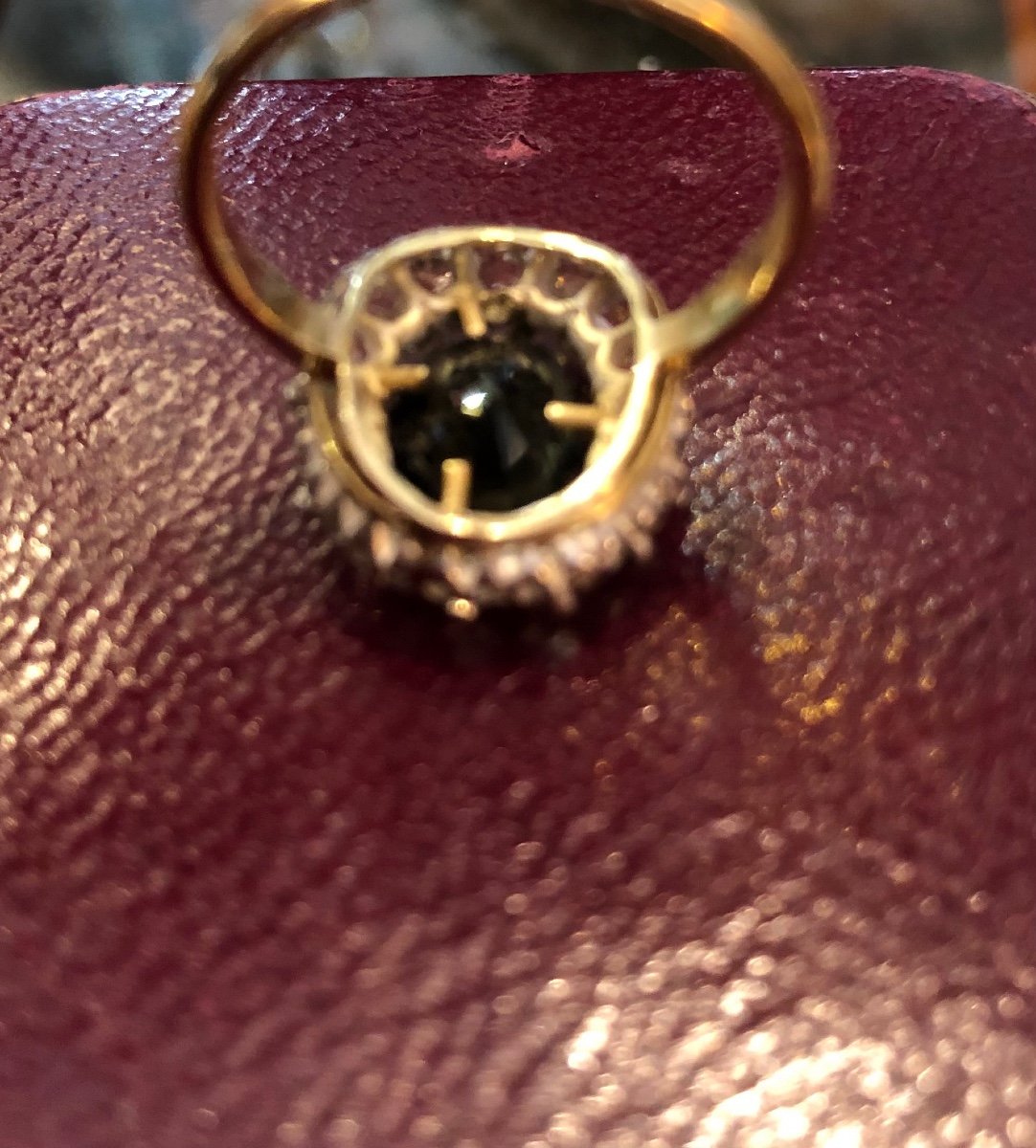 Entourage Ring, Yellow Gold, Sapphire And Diamonds, Pompadour, Early 20th Century-photo-1