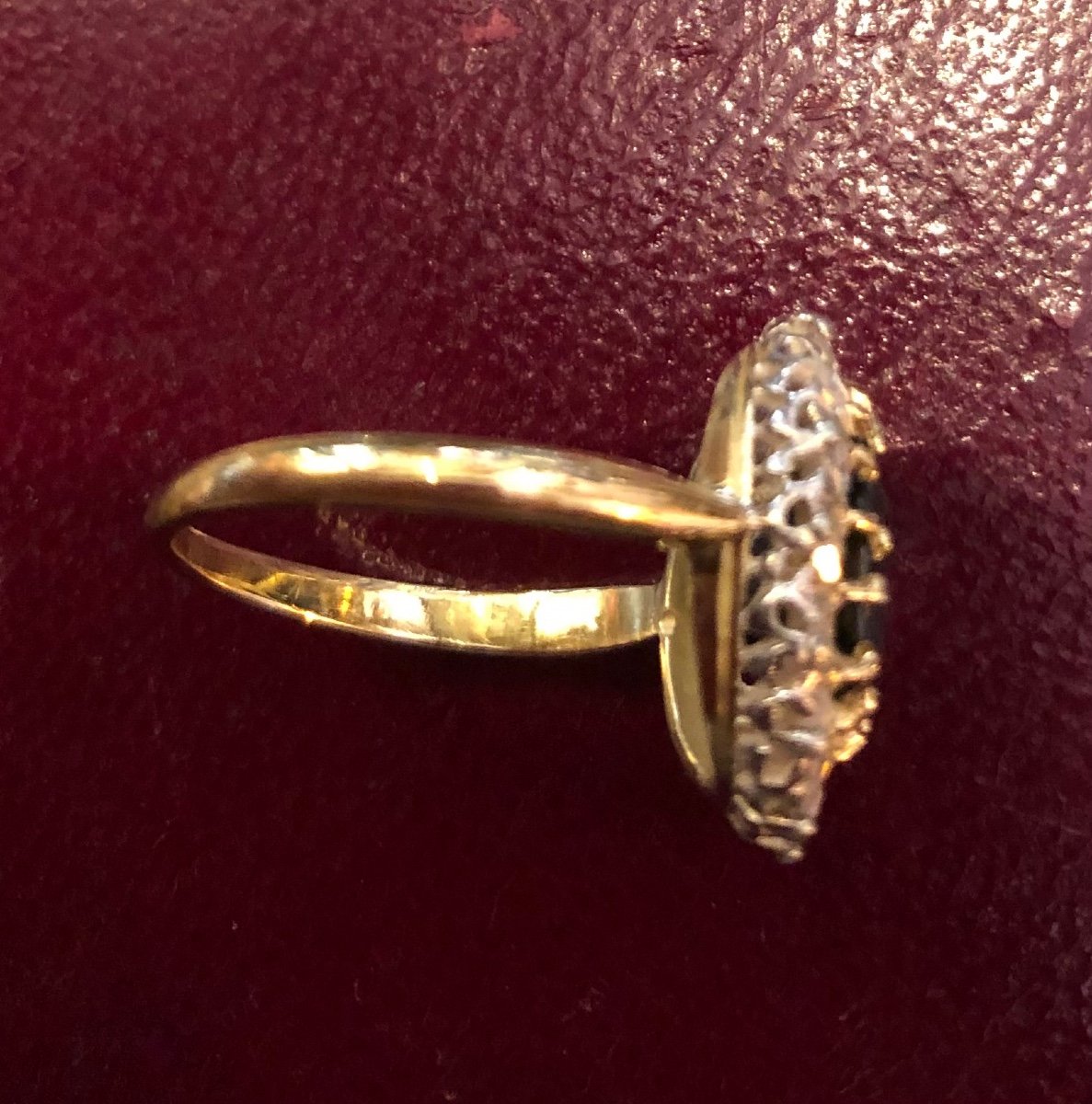 Entourage Ring, Yellow Gold, Sapphire And Diamonds, Pompadour, Early 20th Century-photo-3
