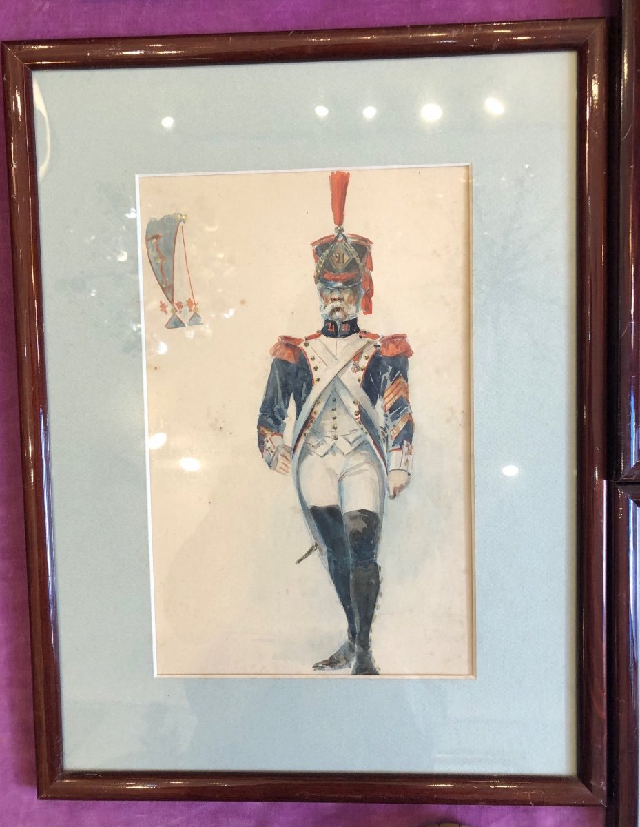 Série de 5 Aquarelles de Militaires,X Xème Siècle -photo-1