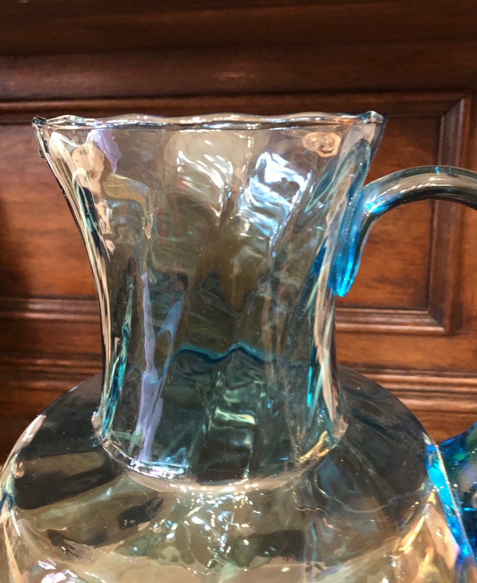 Very Large Blue Pitcher, 19th Century-photo-2