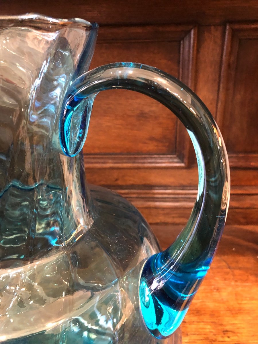 Very Large Blue Pitcher, 19th Century-photo-3