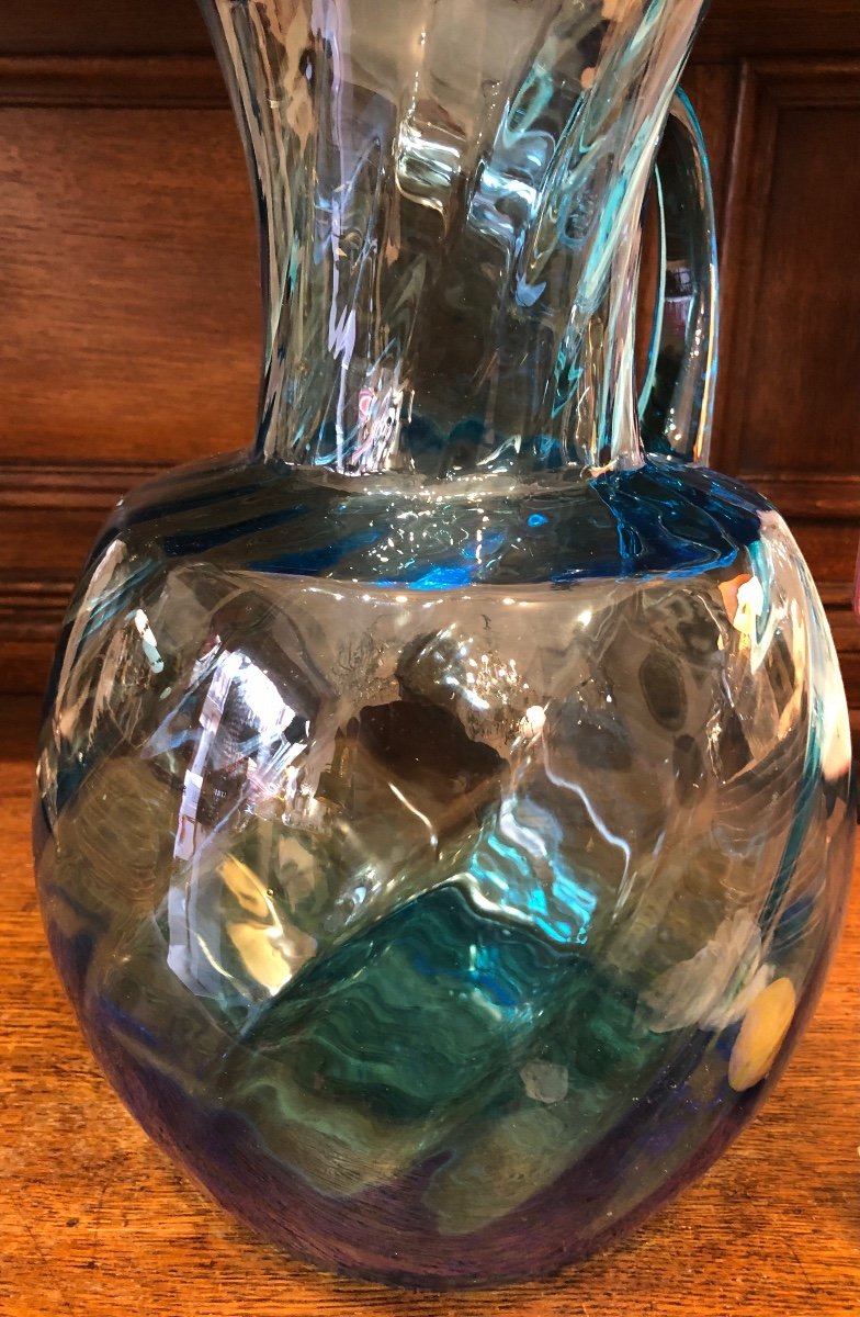 Very Large Blue Pitcher, 19th Century-photo-1