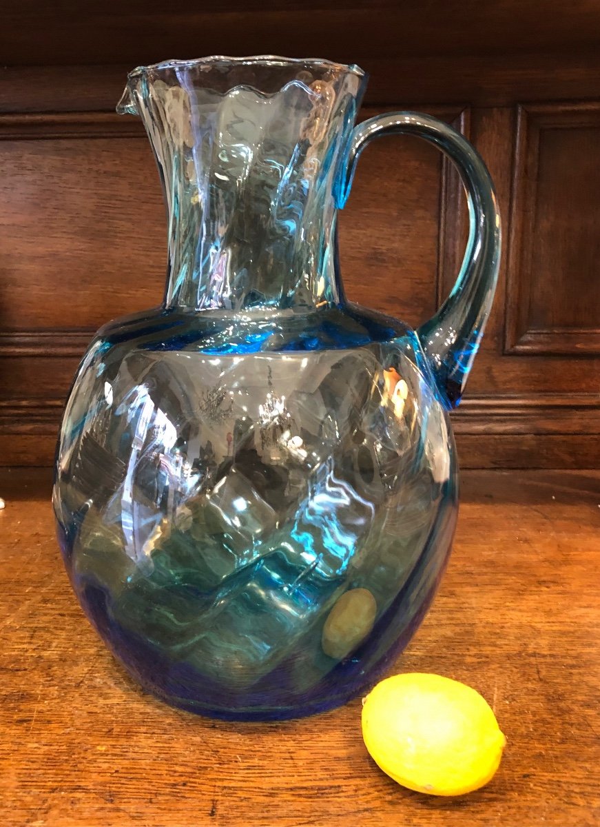 Very Large Blue Pitcher, 19th Century