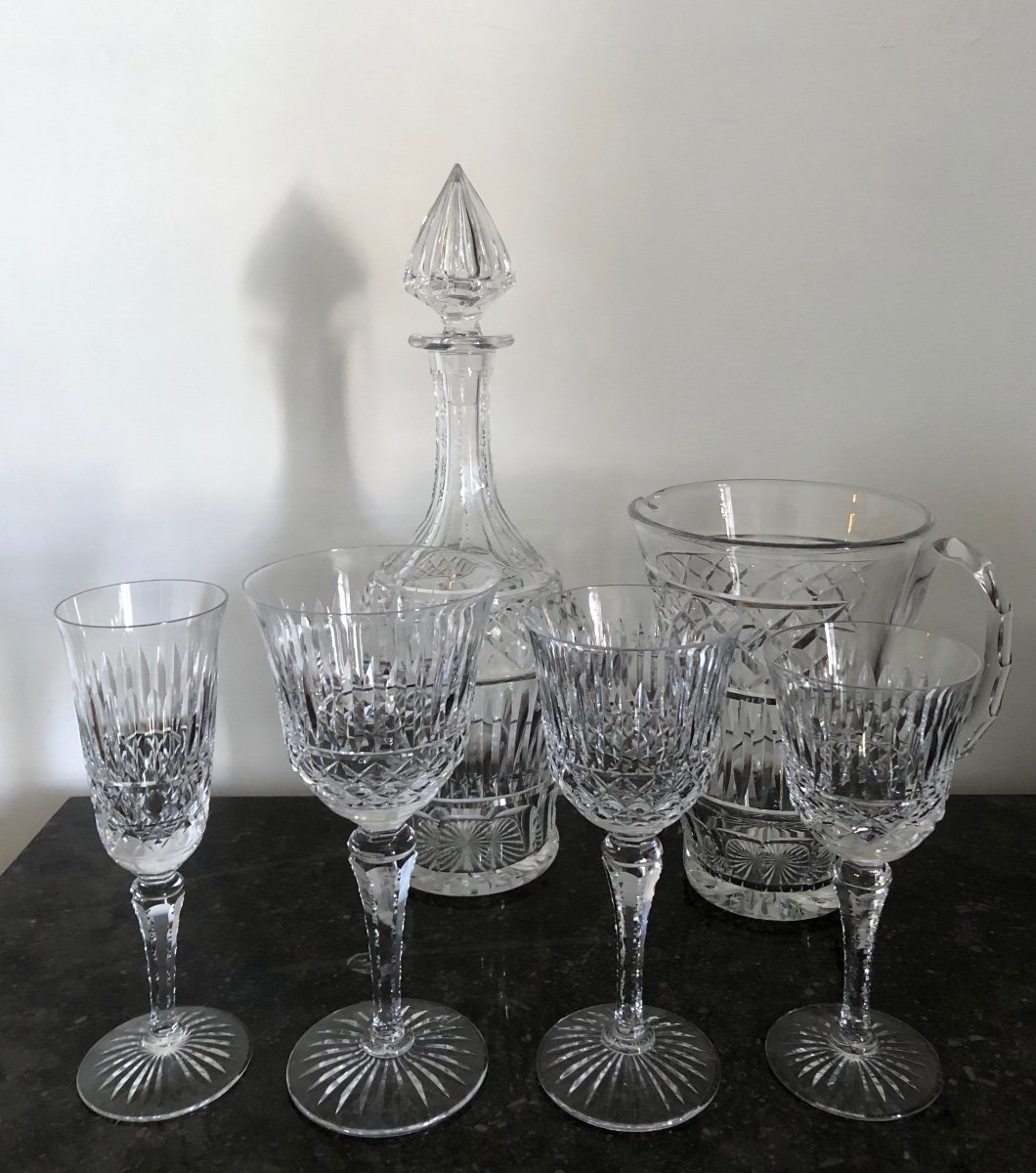 Cut Crystal Glasses Service, 50 Pieces, 20th Century 