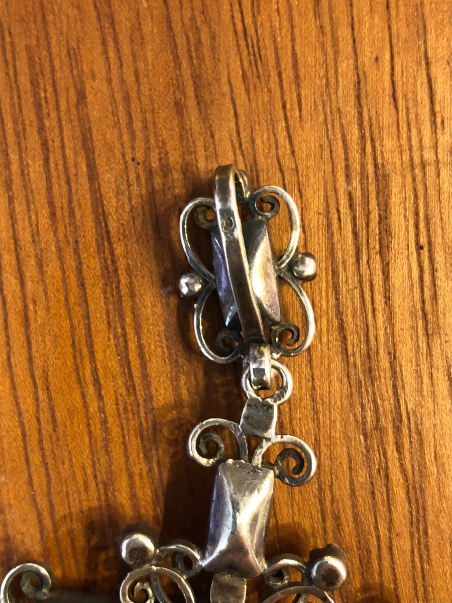 Croix Argent,pierres de Couleurs,XIXème Siècle -photo-2