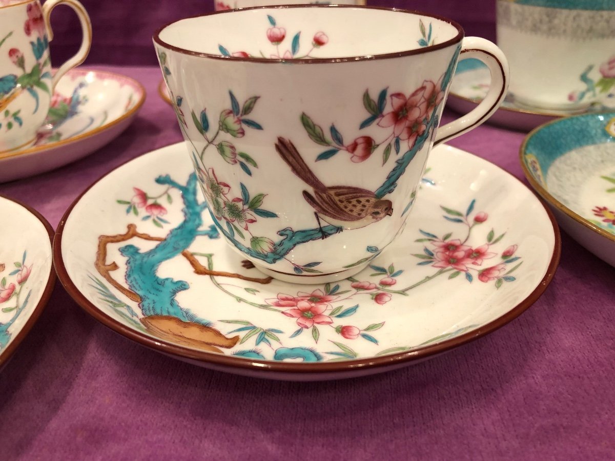 Series Of 6 Coffee Cups, Minton Porcelain, 19th Century -photo-2
