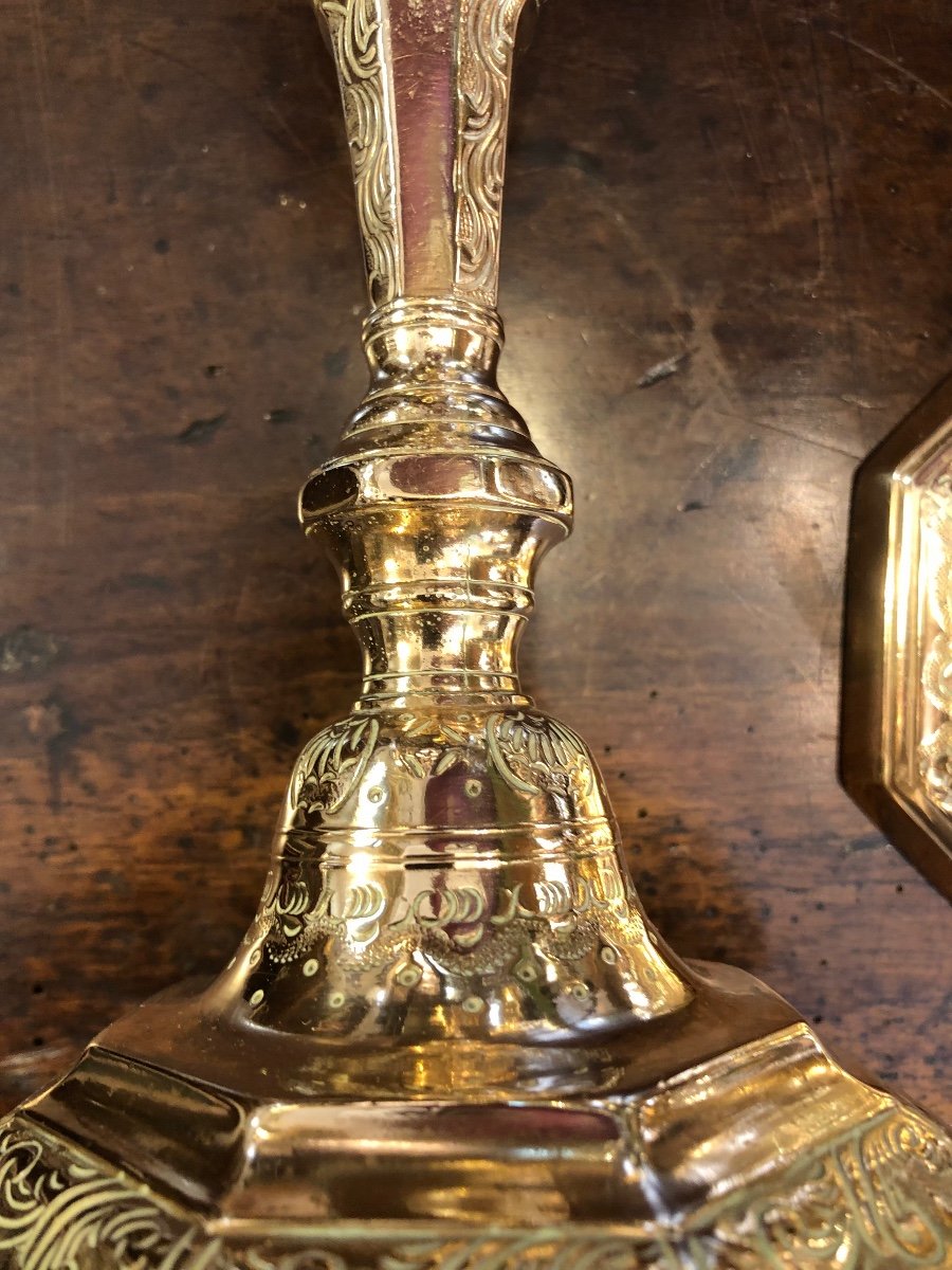 Paire de Bougeoirs,flambeaux,bronze,louis XIV-photo-4