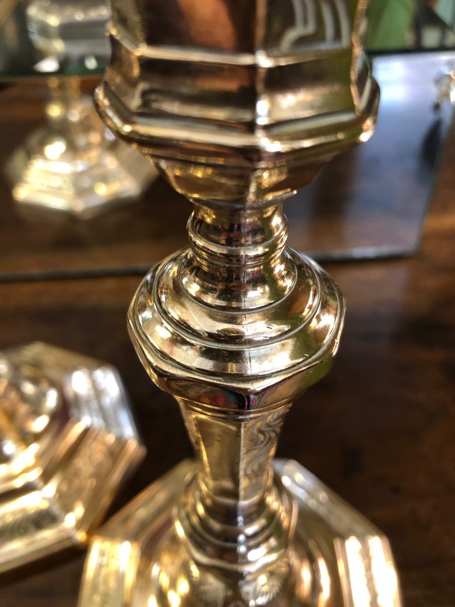 Paire de Bougeoirs,flambeaux,bronze,louis XIV-photo-3