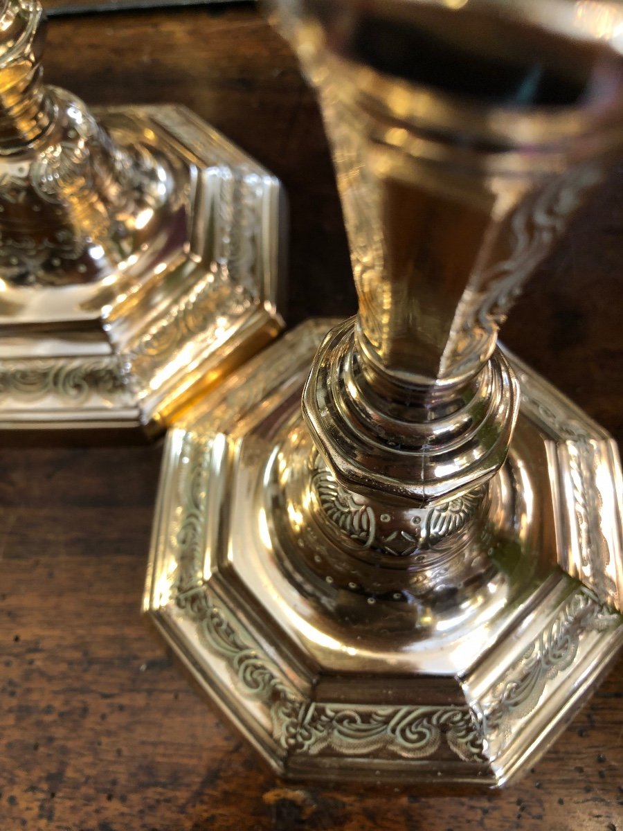 Paire de Bougeoirs,flambeaux,bronze,louis XIV-photo-5
