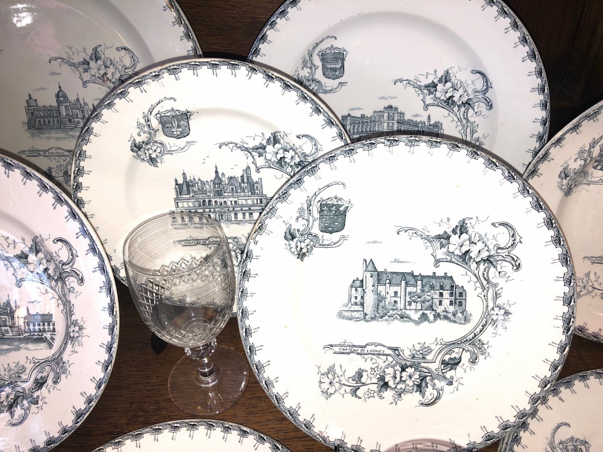 Part Of Earthenware Service, Creil And Montereau, French Castles, Late 19th Century -photo-2