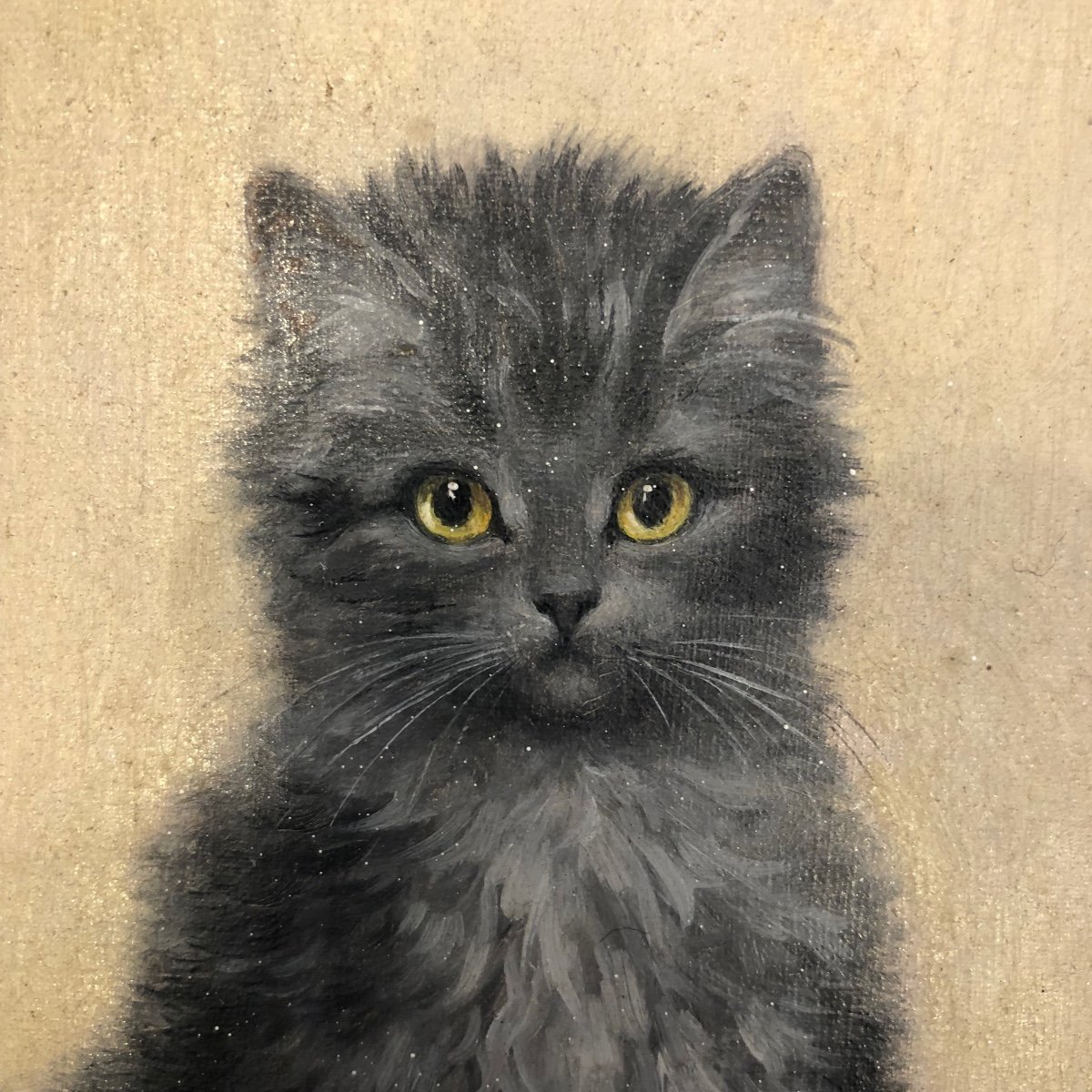 Painting, Oil On Canvas, Kitten, 20th Century -photo-4