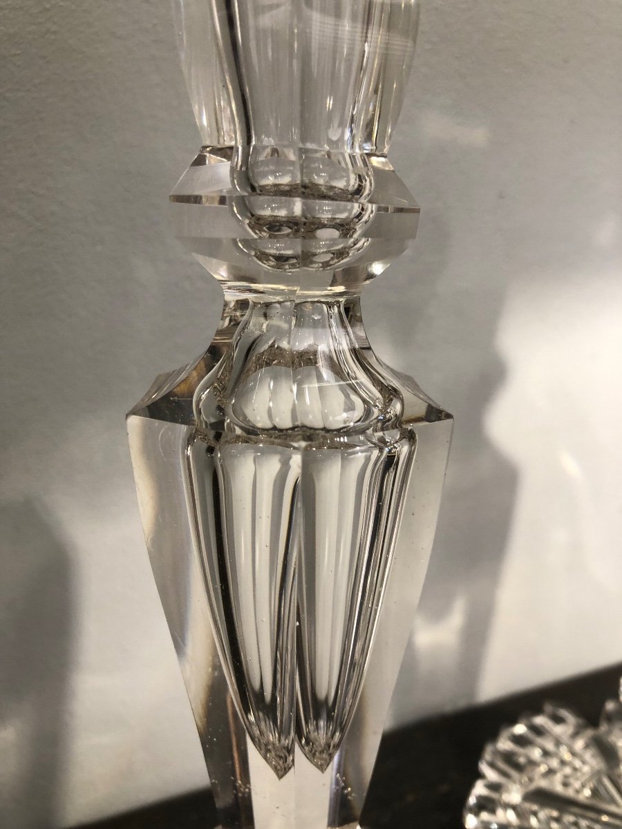 Paire de Bougeoirs en Cristal Taillé,fin XIXème Siècle -photo-4