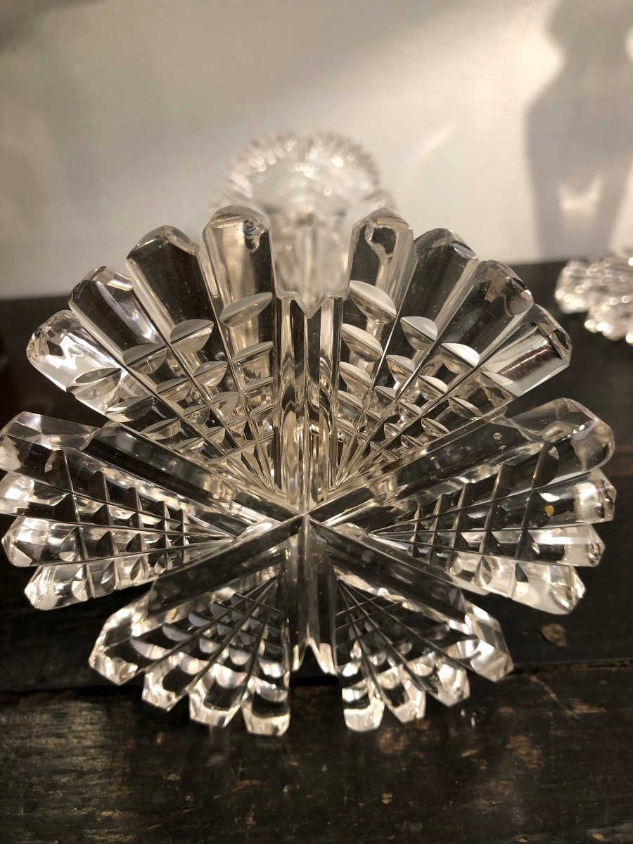 Paire de Bougeoirs en Cristal Taillé,fin XIXème Siècle -photo-6