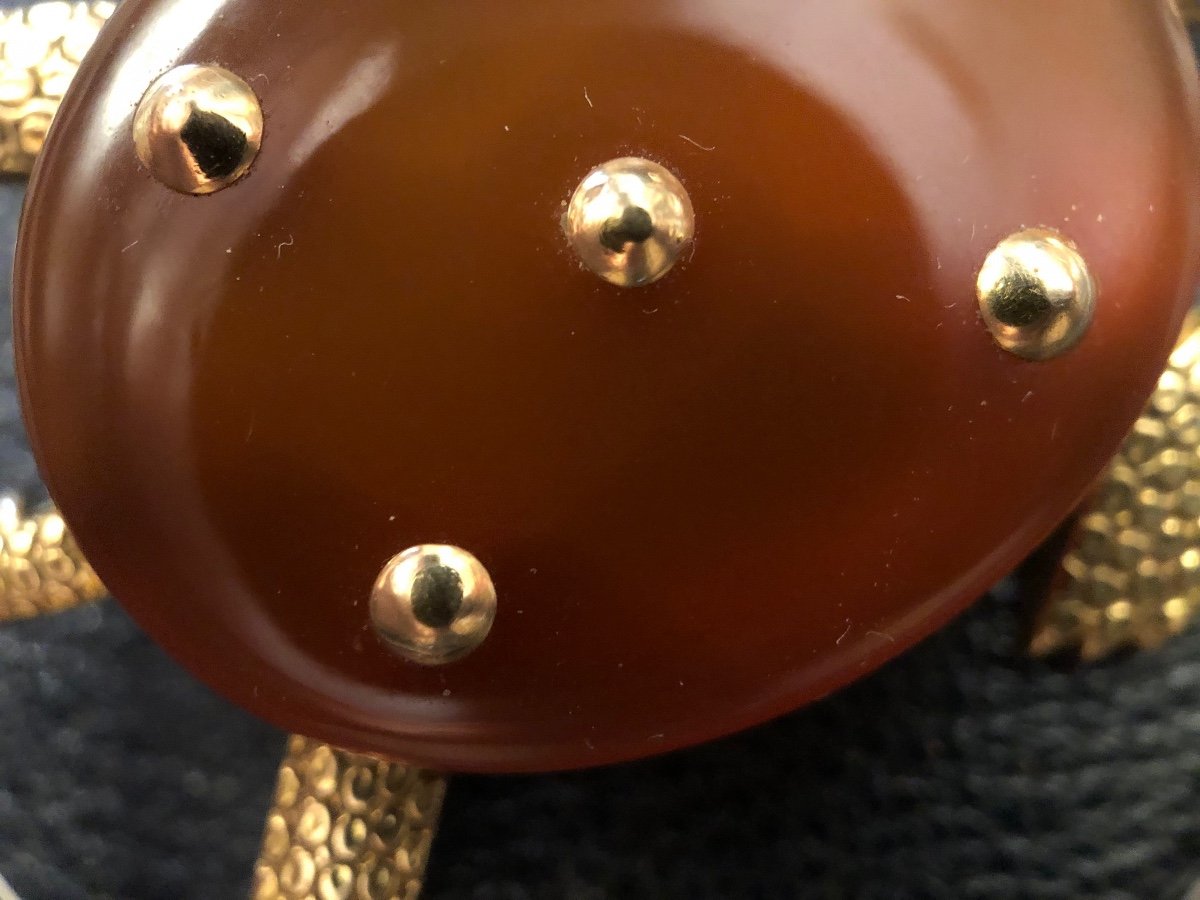 Yellow Gold Brooch, Carnelian, Cartier, Circa 1960-photo-1