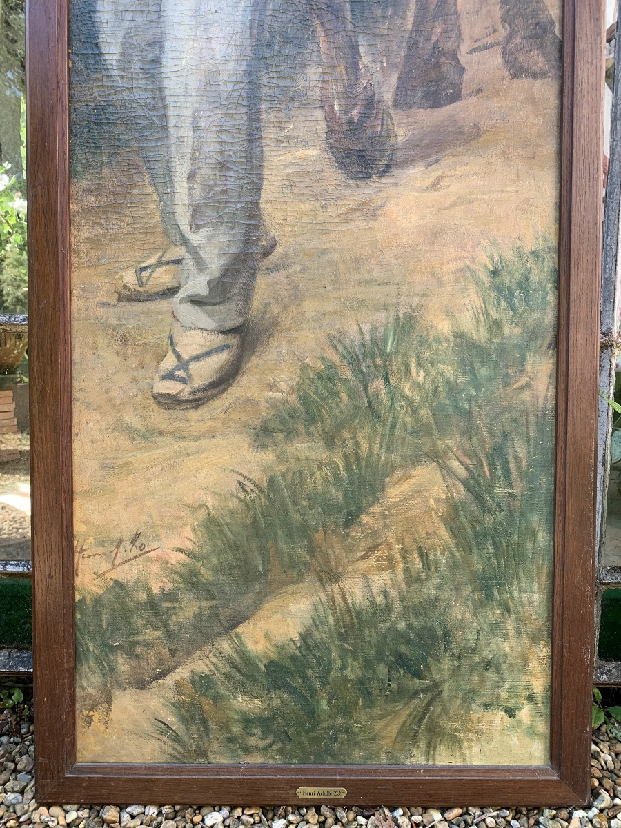 Very Large Oil On Canvas, Henri Achille Zo, Late 19th Early 20th Century -photo-1