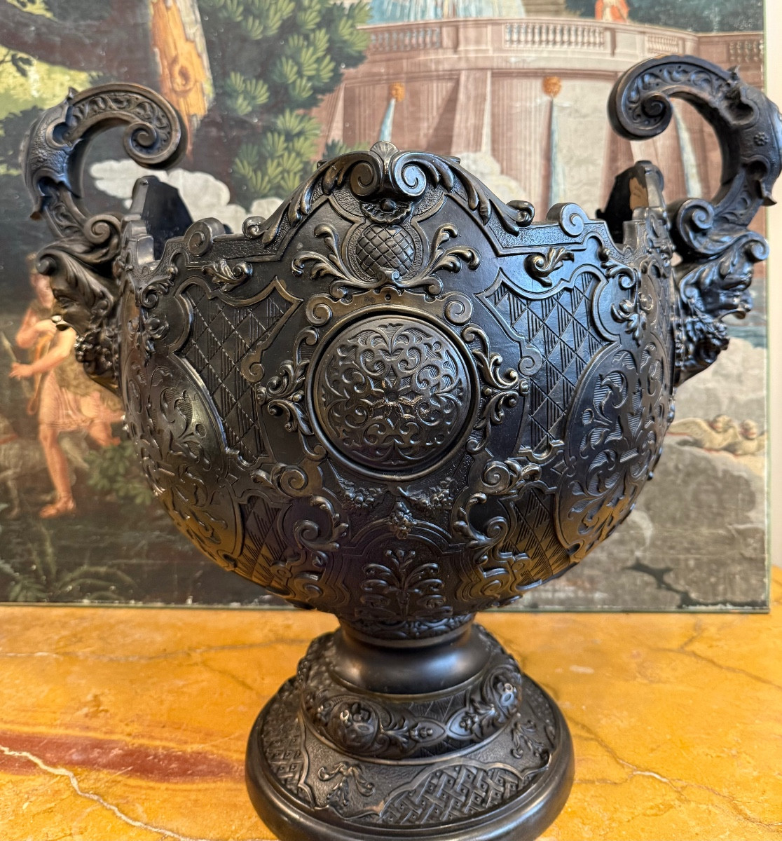Grande vasque,faïence Willem Schiller &Sons,XIX ème siècle 