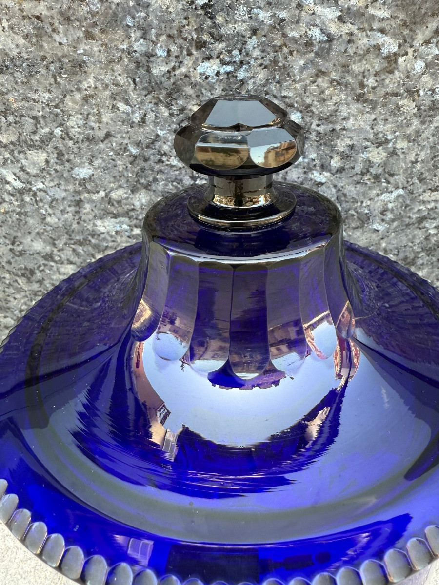 Large Cut Blue Crystal Candy Box, 19th Century -photo-3