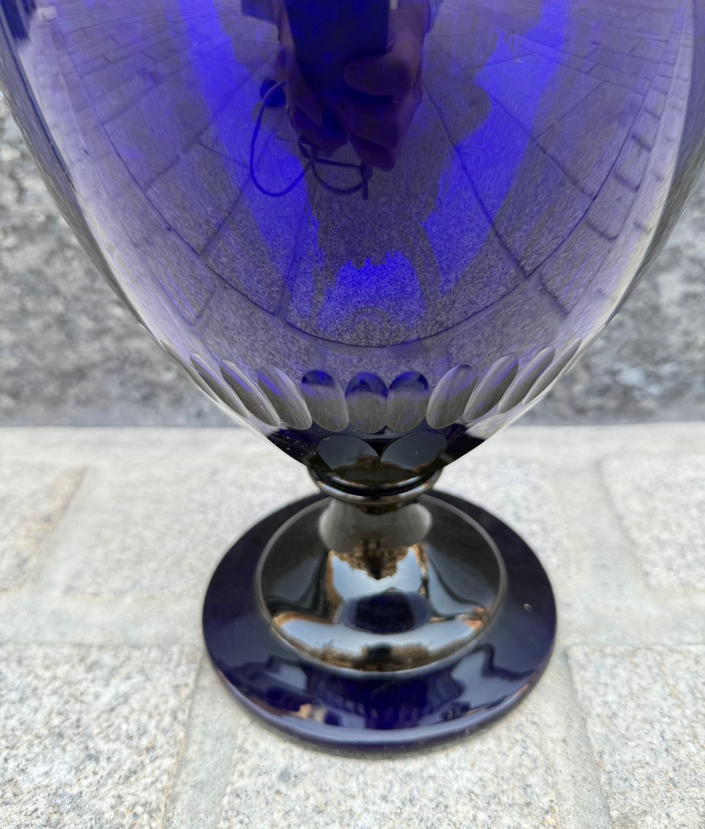 Large Cut Blue Crystal Candy Box, 19th Century -photo-5