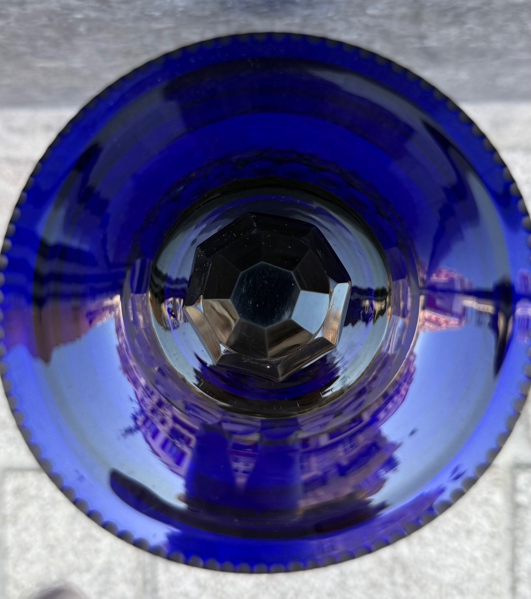 Large Cut Blue Crystal Candy Box, 19th Century -photo-6