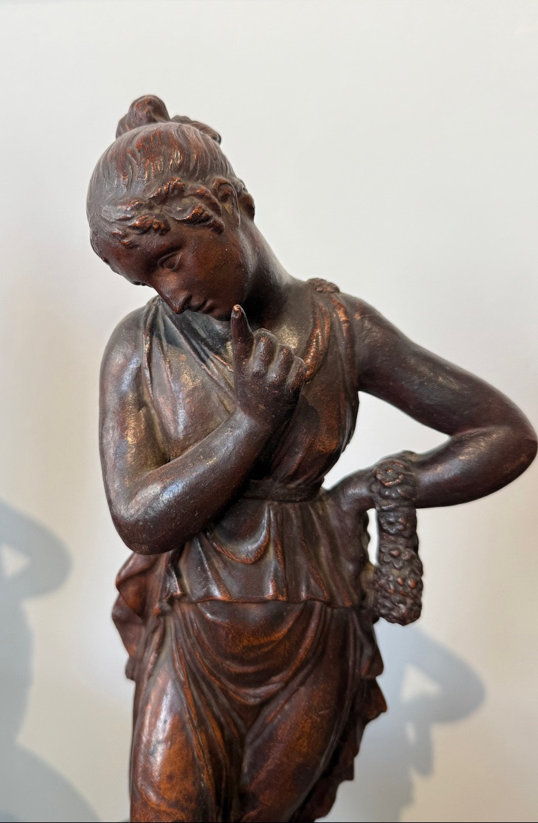 Paire de sculptures en terre cuite,Diane,début XIX ème siècle -photo-3
