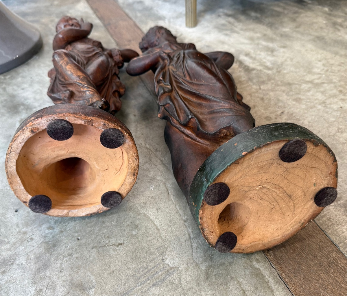 Paire de sculptures en terre cuite,Diane,début XIX ème siècle -photo-4