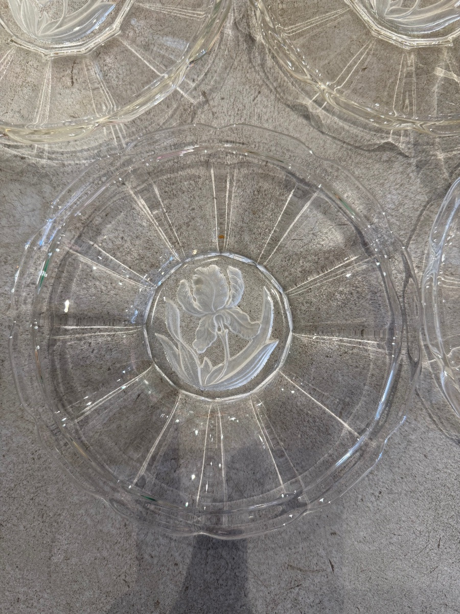 12 Cut Crystal Bread Plates, Art Deco -photo-3