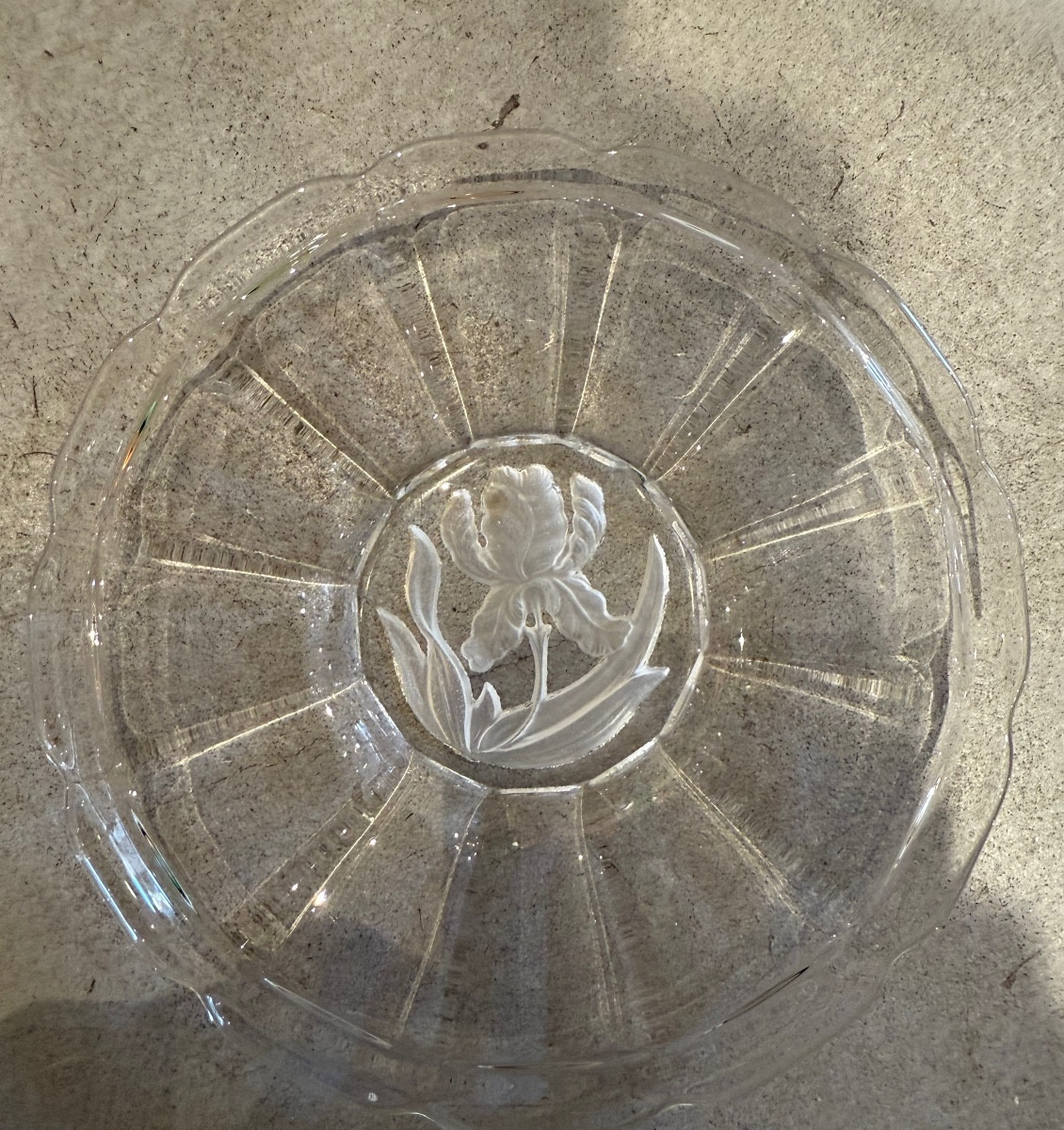 12 Cut Crystal Bread Plates, Art Deco 