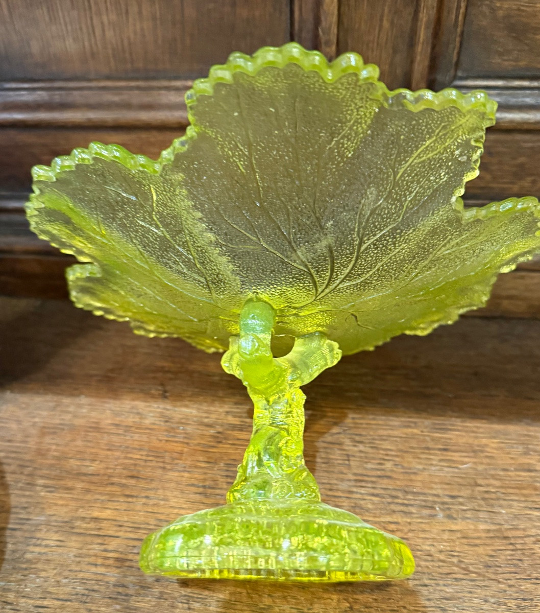 Coupe verre moulé Ouraline vers 1900-photo-1