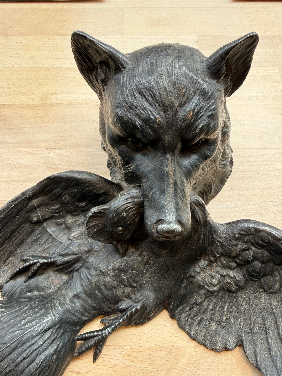 Fox Inkwell, Spelter, Early 20th Century -photo-2
