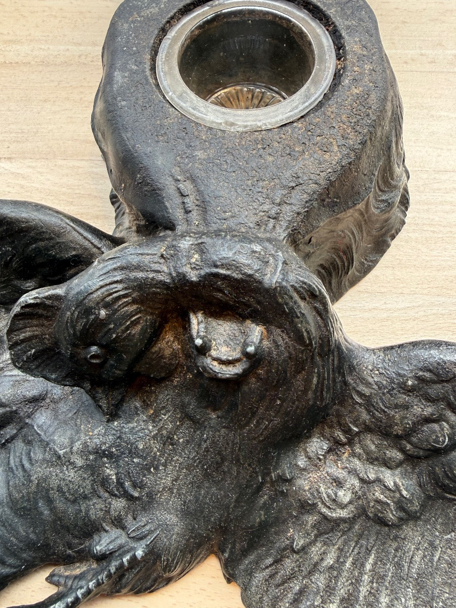 Fox Inkwell, Spelter, Early 20th Century -photo-1