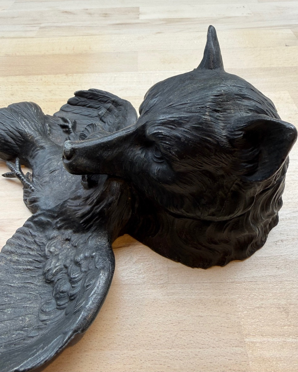 Fox Inkwell, Spelter, Early 20th Century -photo-5