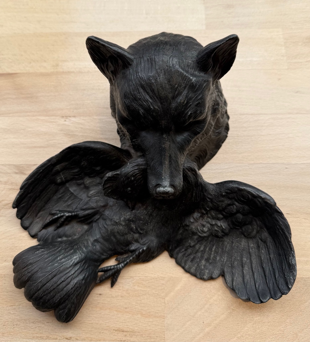 Fox Inkwell, Spelter, Early 20th Century 