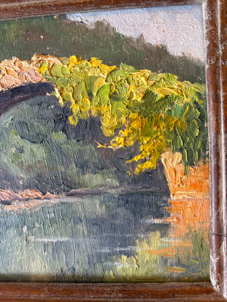 Huile sur panneau encadré ,XX ème siècle -photo-3