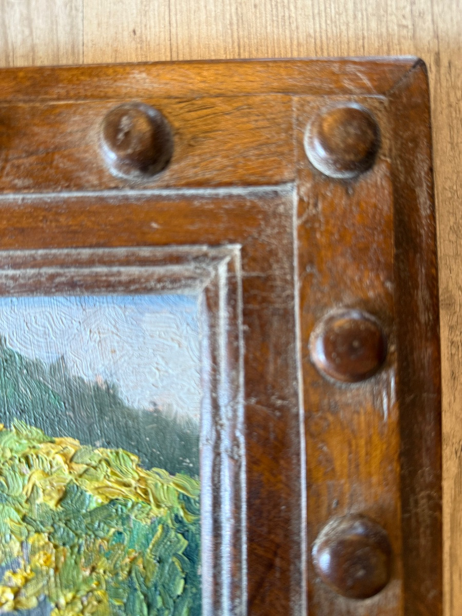 Huile sur panneau encadré ,XX ème siècle -photo-1