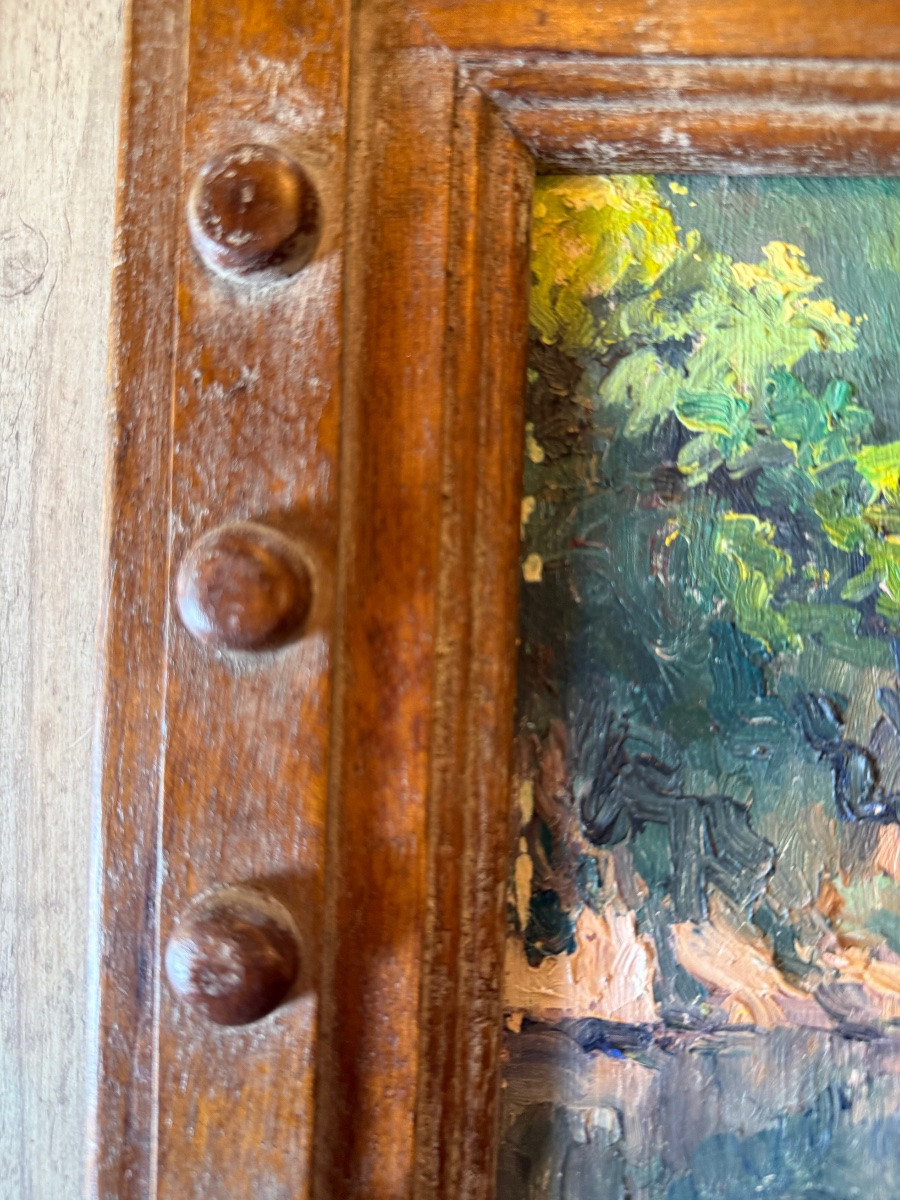 Huile sur panneau encadré ,XX ème siècle -photo-2